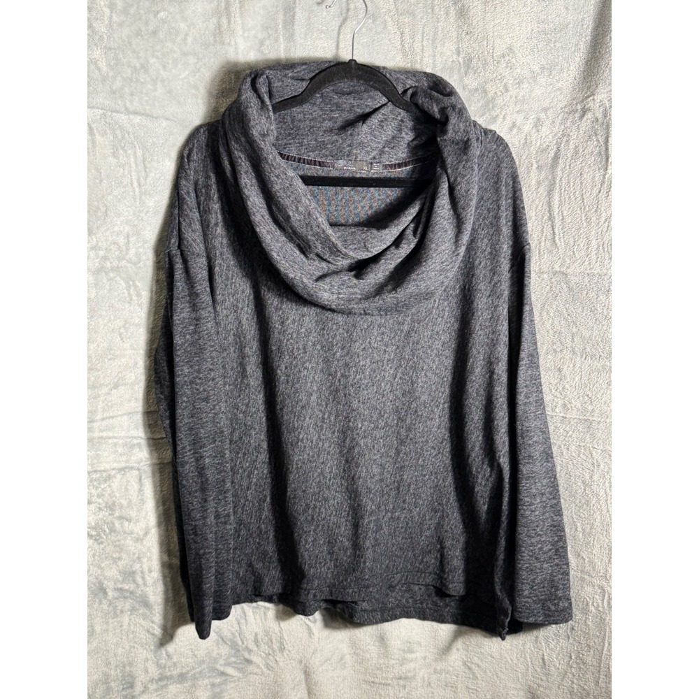 prAna Charcoal Heathered Cowl Neck Long Sleeve‎ Sweater XL oganic cotton blend